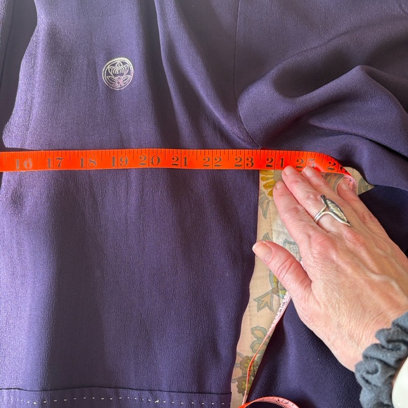 Elegant Vintage Kimono Jacket - Red Navy Handmade Size Tall L - Picture 5 of 9